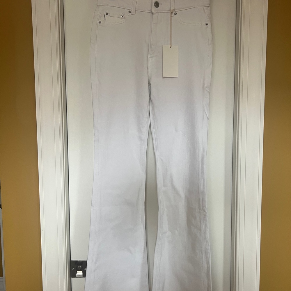 DL1961 White Flare Wide Leg Jeans
